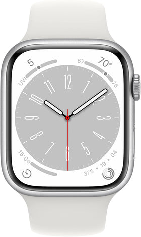 Apple Watch Series 8 GPS + Cellular 41mm Aluminum Silver Case + White Strap